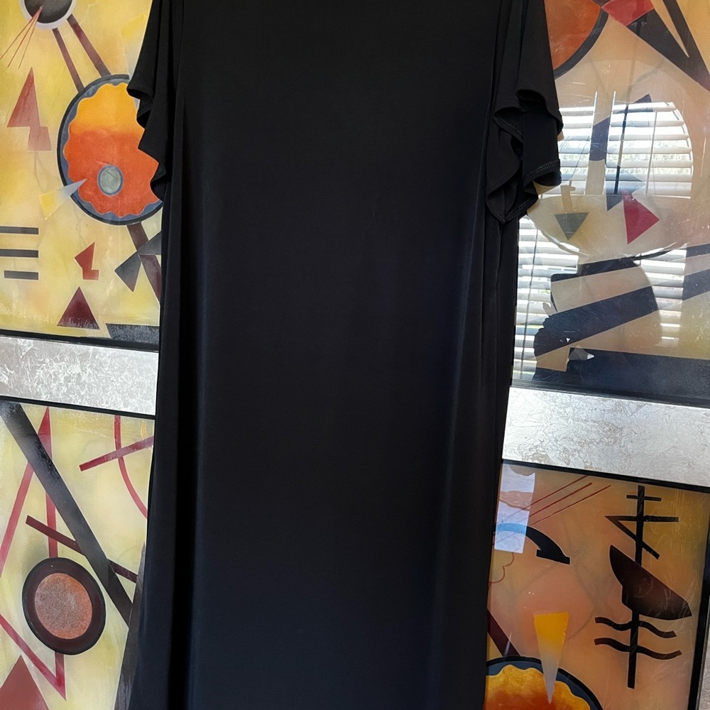 Chico's Black dress, ruffle sleeve
